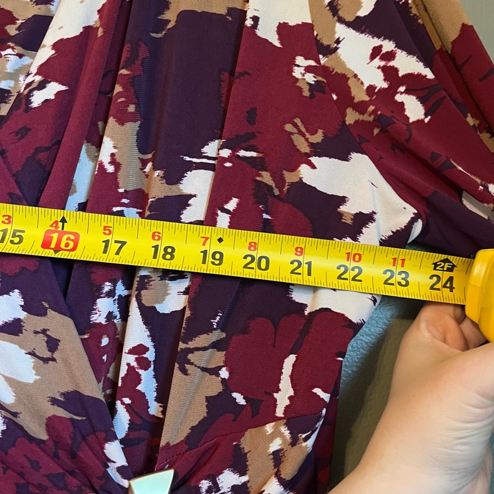 NWOT Calvin Kleins Sz 22 Women’s Floral Gold Stone Faux-Wrap Midi Dress Ret $139 - Picture 12 of 15